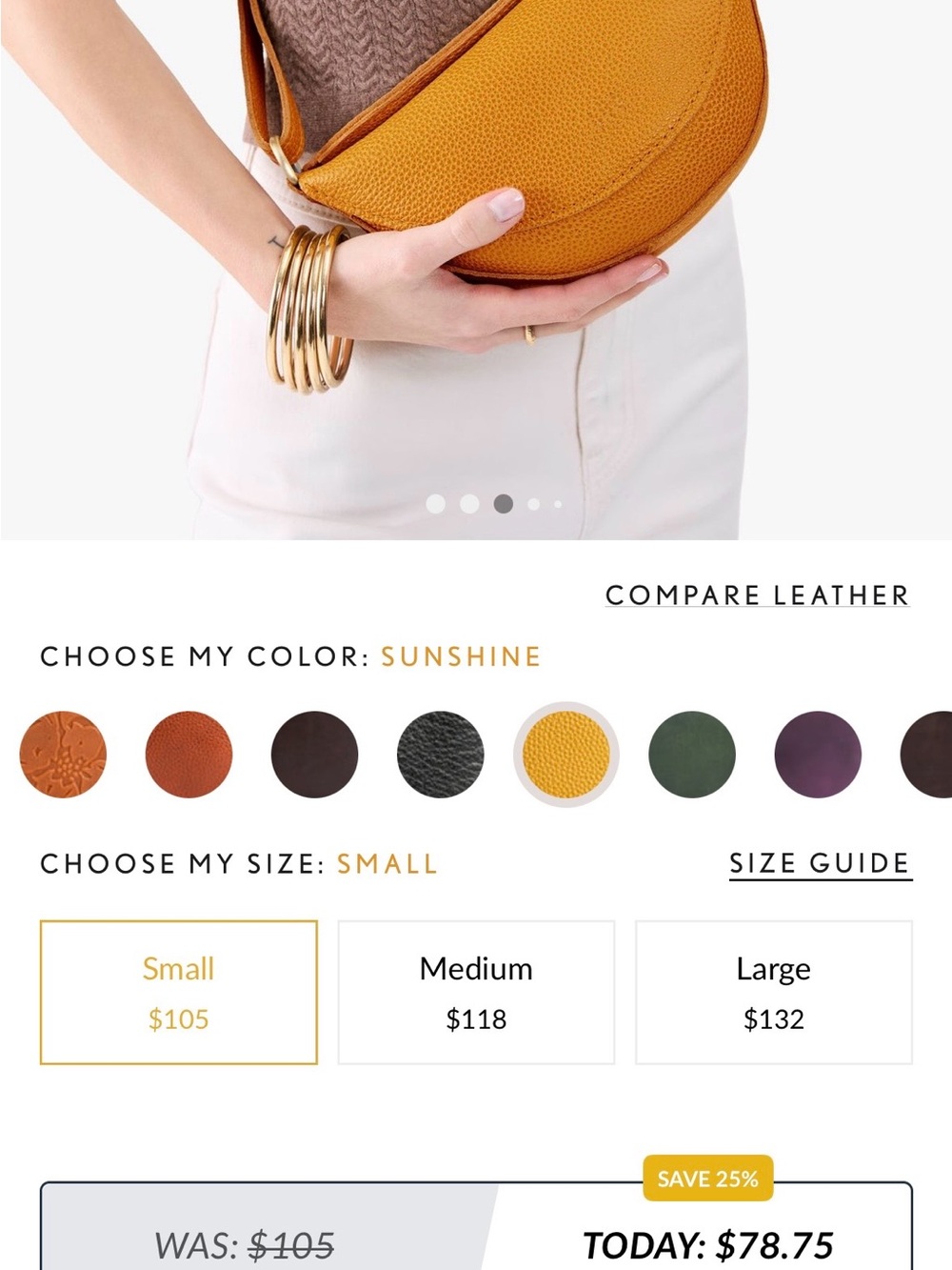 Portland leather sm Koala Crossbody Bag in Sunshine - Picture 13 of 15
